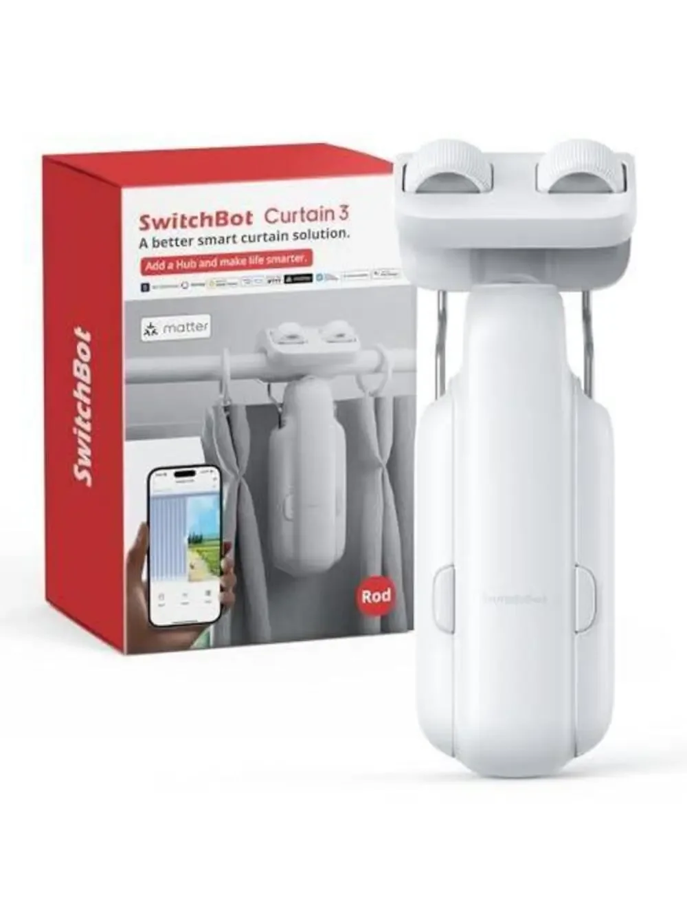 SwitchBot Automatic Curtain Opener Rod with Bluetooth, WiFi & App Control